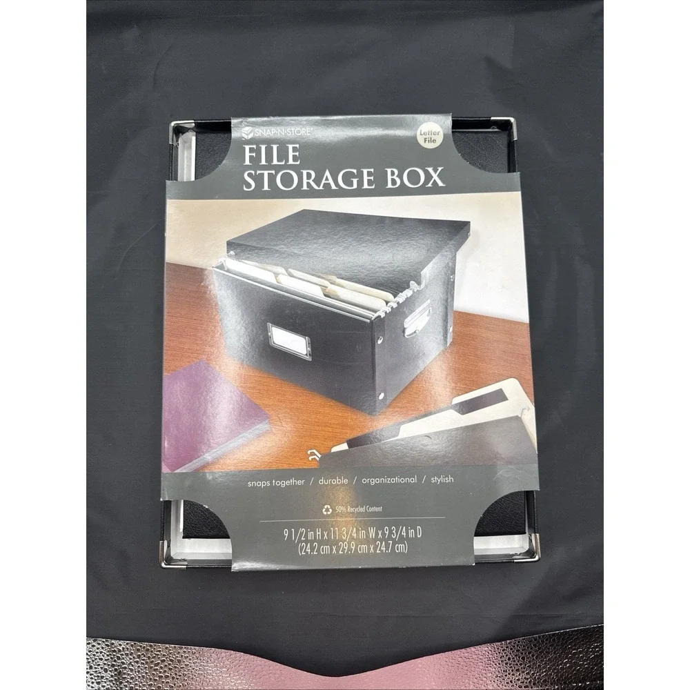 Snap-N-Store Letter-Size File Box, Black 9x11x9 File Storage‎ Box snaps
